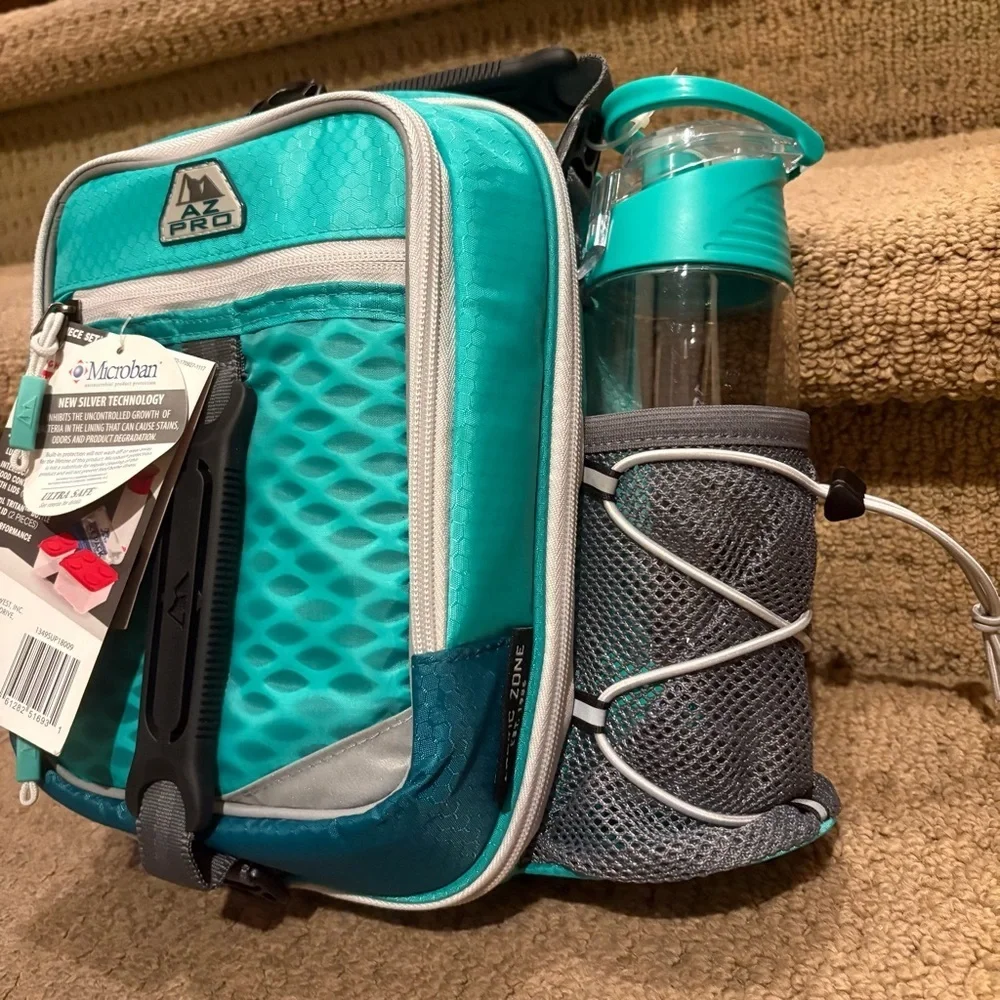 NWT~ARCTIC ZONE Teal Gray High Performance Dual Compartment Lunch Pack 8-Piece